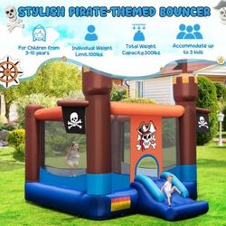 Pirate Theme Bounce Castle with slide and blower