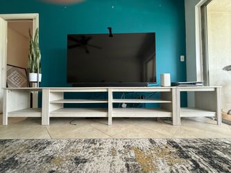 Light Oak / Washed Wood TV Console & Matching Side Tables Set