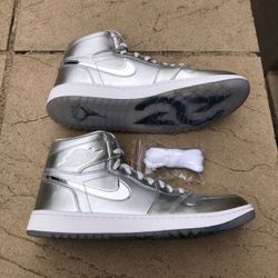 New Nike Air Jordan 1 High NRG Golf Shoes Metallic Silver Men’s 10.5 14