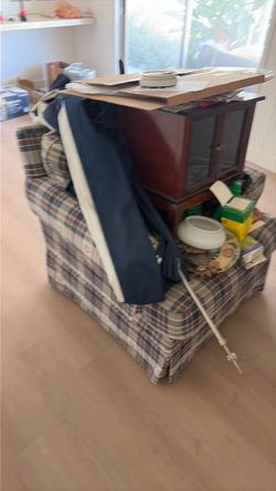 Plaid Upholstered Armchair
