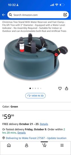 Christmas Tree Stand With Water Reservoir and Fast Clamp - Fits 6ft Tree with 5" Diameter - Equipped with a Water Level Indicator - No Assembly Requir