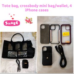 4 iphone 12 cases, tote bag, & crossbody wallet