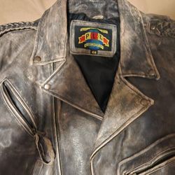 Vintage Putnam Leather Gold PLG Genuine Brown Lined Leather Jacket Men's BIKERS JACKET