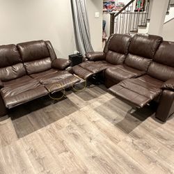 Entire Set Leather Sofa &  Loveseat Recliner