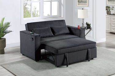 Loveseat Convertible Bed Black Corduroy fabric, New Especial price 