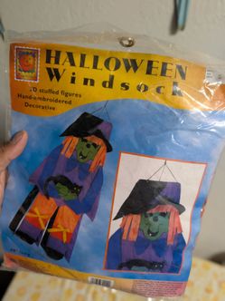 Halloween Windsock Witch Vintage Stuffed 3D 40”  Vintage