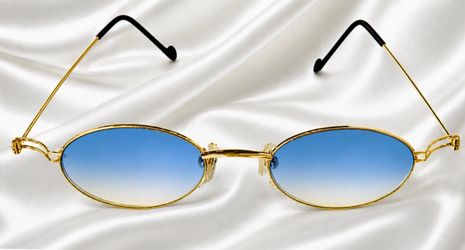 VERY RARE Authentic Gucci Coogi Brand Name Gold Metal Frame Blue Tint Sunglasses 80’s/90’s COLLABORATION Paolo Runway COLLECTIBLE New Vintage Unisex