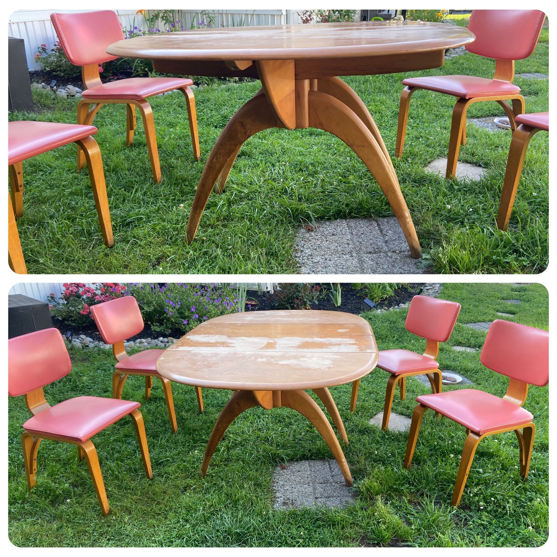 Heywood Wakefield Wishbone Table And Four Vintage Chairs