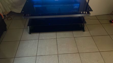 Black Glass 3-Tier TV Stand
