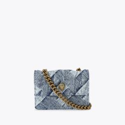 Kurt Geiger Kensington Leather Crossbody Micro Bag Denim