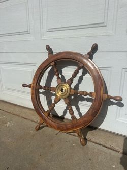 Nautical ship steering wheel authentic 29” hard wood