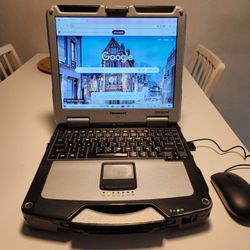 Toughbook laptop CF-31 MK5, 13.1" XGA, touchscreen 
Intel Core i5 5th Gen with Windows 10 Pro. 
8GB RAM 
120GB SSD 
Mause pad don't work well, but I a