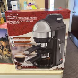 Brentwood 800 Watt Cappuccino Brewer and Espresso Maker w/ Frothing Wand,  Black