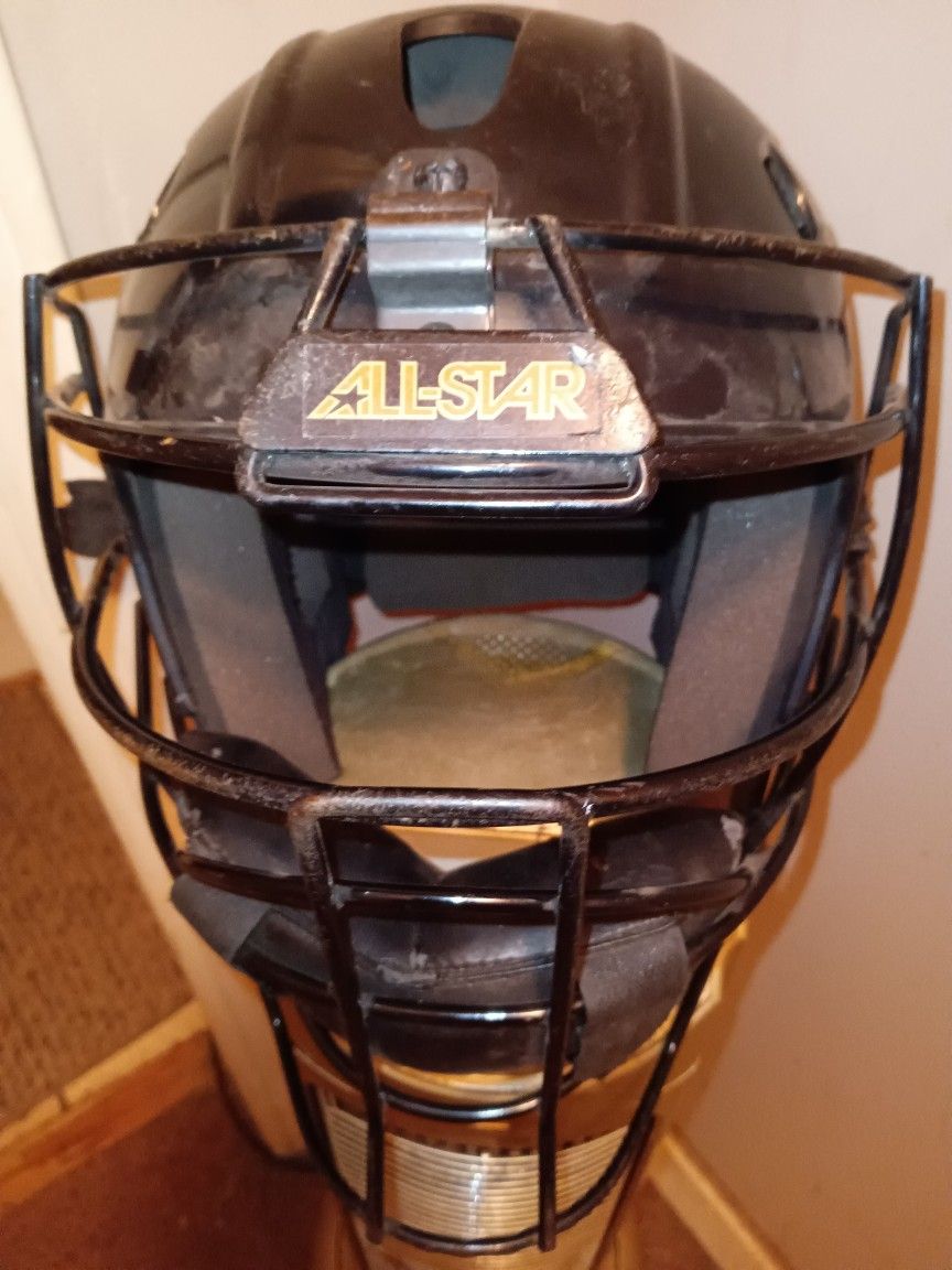 ALL-STAR{black catcher's helmet&full protective face guard