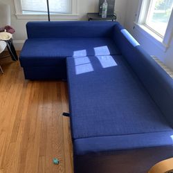 IKEA FRIHETEN Sleeper sectional,3 seat w/storage, Skiftebo blue