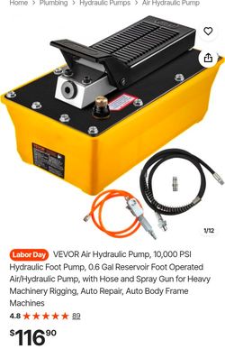 VEVOR Air Hydraulic Foot Pump 10,000 PSI