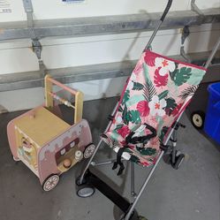 Lightweight foldable stroller and push ice cream parlor. $20 for both