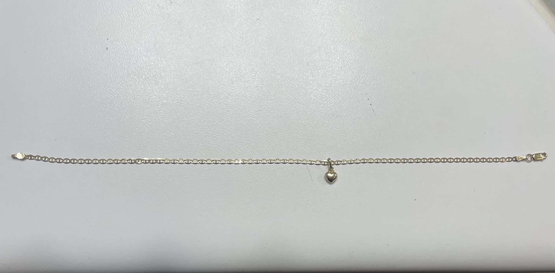 10K Gold Chain Anklet And Heart Charm