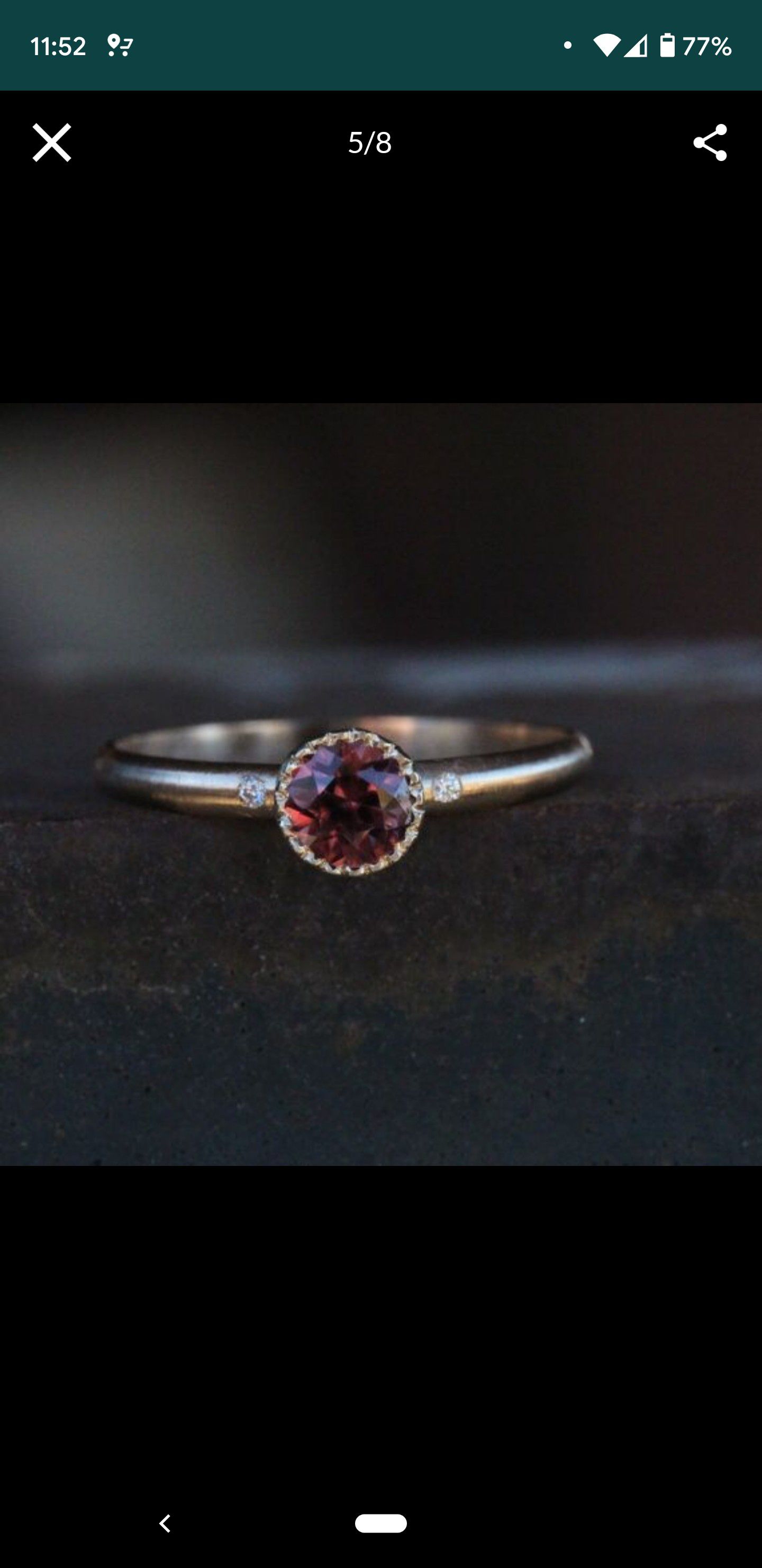 Burgandy Red Zircon Engagement Ring