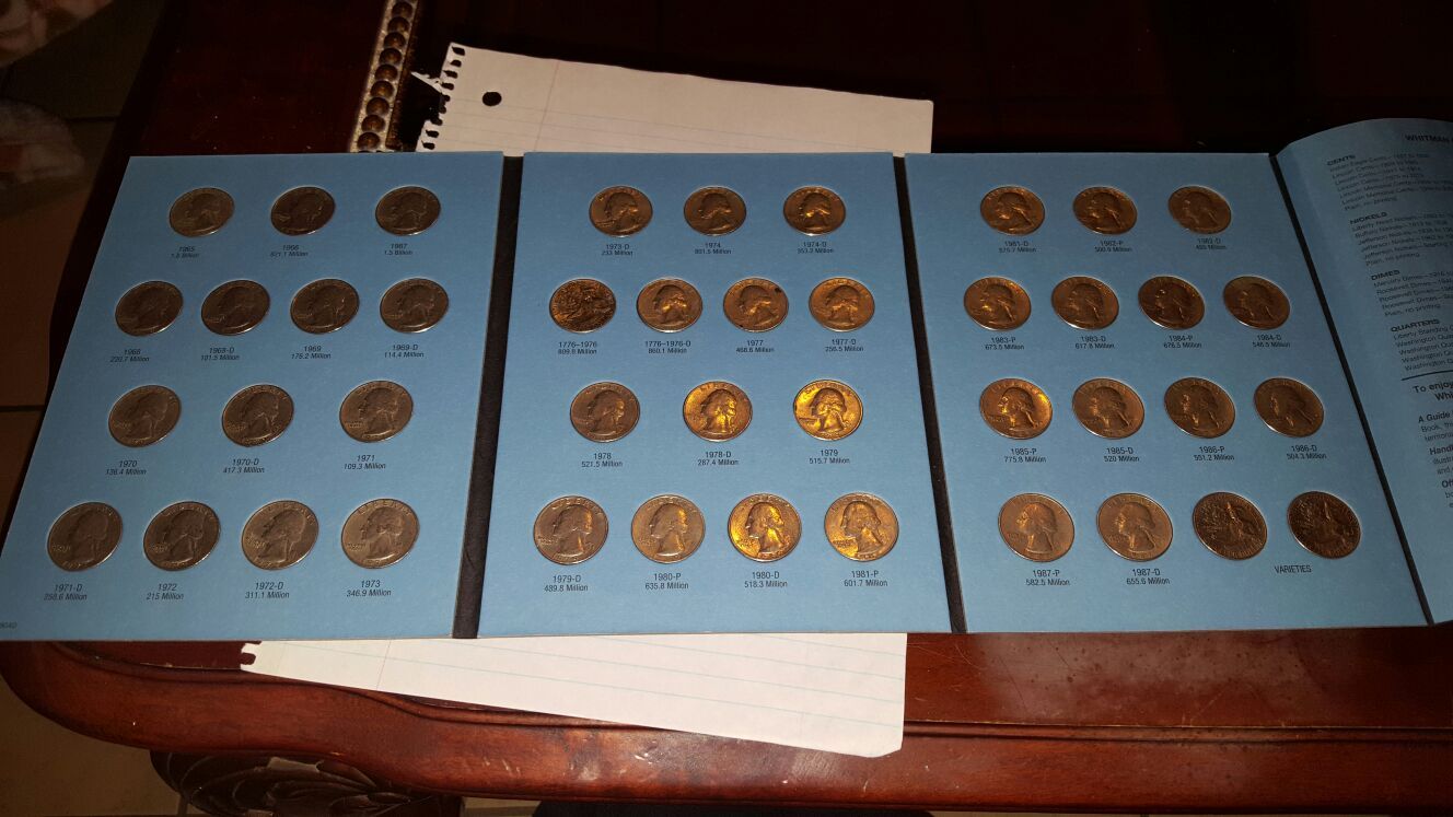 Washington quarter collection 1965 to 1987 complete