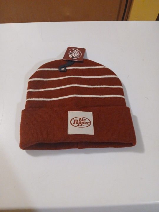 Men's Dr Pepper Winter Beanie Hat Red White Brand New