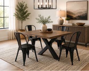 Set of 4 Black Stackable Dining Cahirs Chairs
