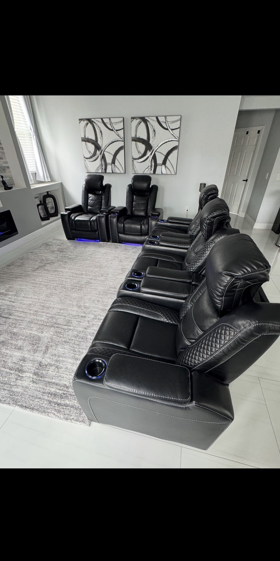 5 Ashley Power Recliner with Adjustable Headrest Set – (5 Recliners In Total)