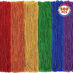 500 PCS LGBT Bead Necklaces, 33" LGBTQ Pride Beads Necklaces, Pride Month Party Beads 6 Colors Parade Throws Bulk Rainbow Accessories Gay Lesbian Prid