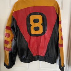 DaRucci Leather MEN 8 BALL VINTAGE JACKET- OLD SCHOOL MULTI COLOR (SIZE XL) 