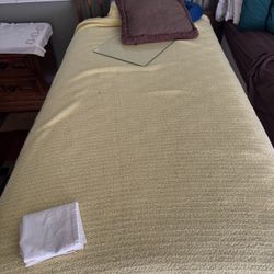 Twin Bed, Mattress, Frame, Sheet, Blanket And Pillow 
