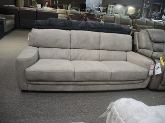 Atelier Italiana Leather Sofa - Taupe Gray Track Arm, Container Showroom Sample