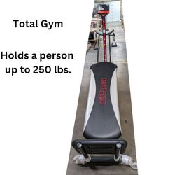 Total gym 1400  excersize station for people 250 Lbs Holds a person up to 250 lbs.