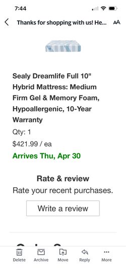 Sealy Dreamlife Memory Foam Mattress