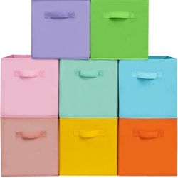 11 Inch Fabric Storage Cubes, Sturdy Foldable Storage Bins, Heavy Duty Cube Organizer for Clothes, Blankets, Shelves, Closets, Bedroom, Living Room, M