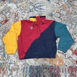 Vintage 90s Multicolor Embroidered Windbreaker Jacket