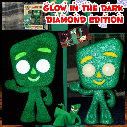 Funko Pop, Custom Glow in the Dark Diamond Edition Gumby