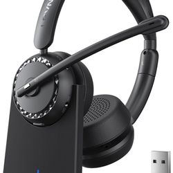 Wireless Headset, Bluetooth 5.2 Headset with Microphone (AI Noise Cancelling), 4 USB 3.0 Ports, 65 Hrs Working Time, Wireless Headset with Mic for PC/
