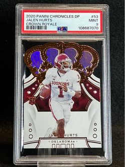 2020 Chronicles DP 🔥 Jalen Hurts 🔥 Crown Royale Rookie PSA 9 Mint 💎 - Philadelphia Eagles