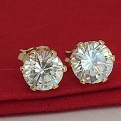 ❤️14k Beautiful Solid Yellow Gold Cubic Zirconia Solitaire Stud Earrings!/ Aretes de Oro con Circonita Cúbica! 👌🎁Post Tags: Aretes de Oro