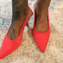 Red Kitten Heel