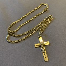 14k Solid Gold Cross Crucifix Pendant Cruz Oro