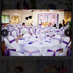 Big Arch Backdrop With Flowers , Chair Sachets , Table Napkins ,Center Pieces
