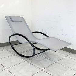 (NEW) $45 Outdoor Rocking Zero Gravity Chair Patio Lounge Chair Recline Rocker for Backyard Pool w/ Pillow
