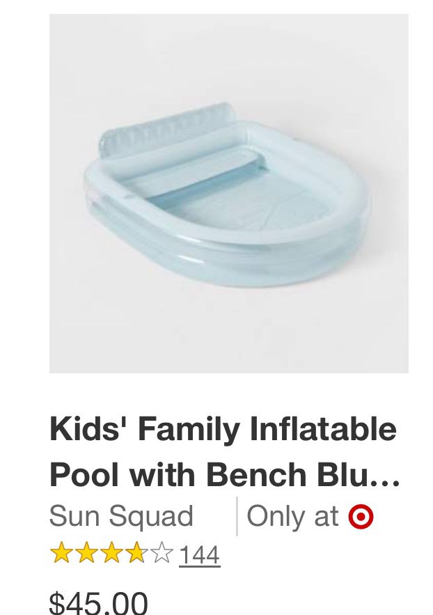 Kids' Family Inflatable Pool with Bench Blue