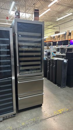 Wine Refrigerator / Wine Cooler with Dual Drawers – Stainless Steel, Glass Door  $2200