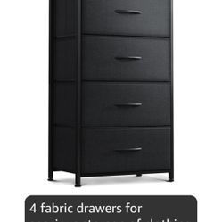 AODK Dresser for Bedroom with 4 Storage Drawers, Small Dressers Chest of Drawers Fabric Dresser with Sturdy Steel Frame, Black