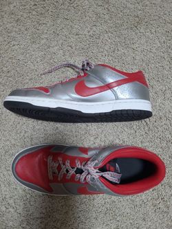 Nike Dunk Low Silver Red Sneakers.  Size 13