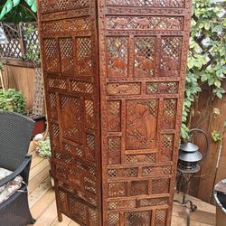Hand Carved Elephant Wood Screen