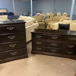 Nice Dark Wood Dresser Set 