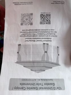 13x13 Universal Gazebo Canopy / Gazebo Toile Universels